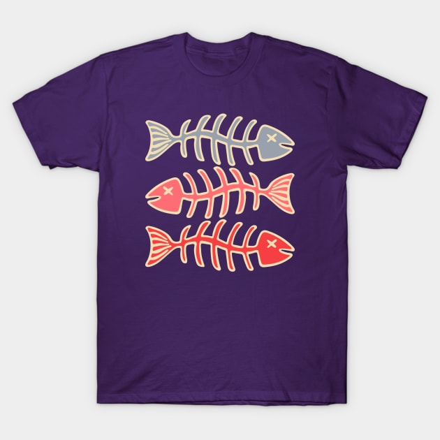 FISH BONES Eaten Food and Fishing in Purple Pink and Red - UnBlink Studio by Jackie Tahara T-Shirt by UnBlink Studio by Jackie Tahara